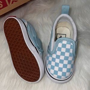 Sky Blue Infant Checkerboard Vans (Unisex)
